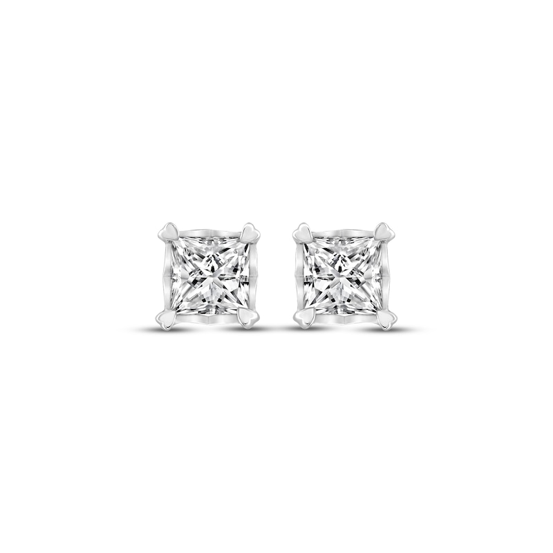 Diamond Solitaire Earrings 1 ct tw Princess-cut White Gold Plated