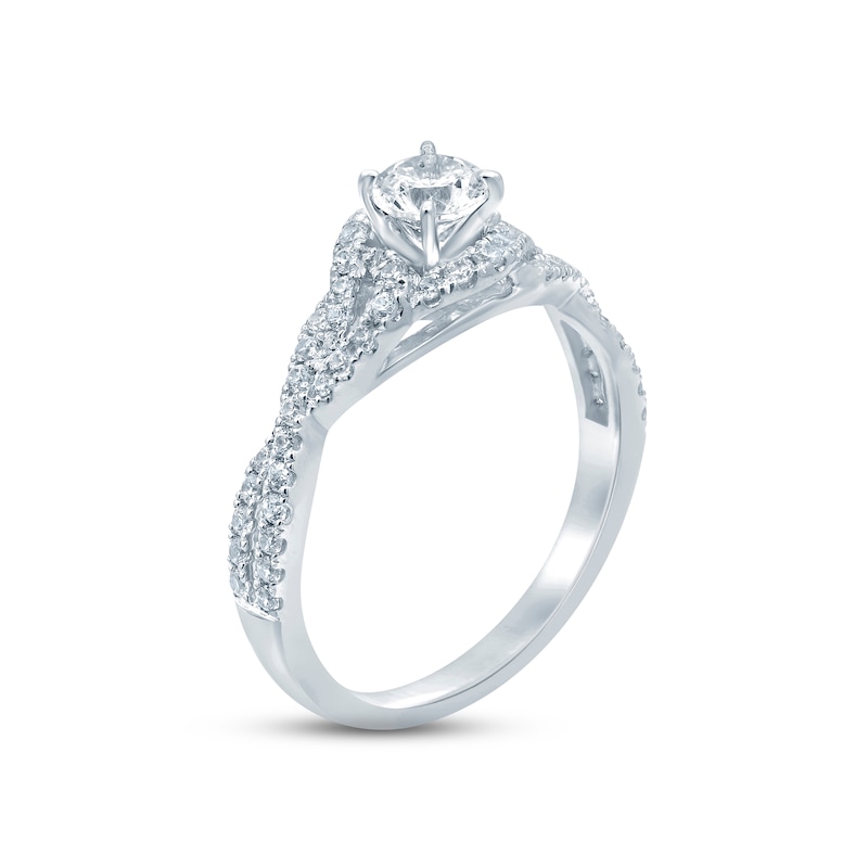 Diamond Engagement Ring 3/4 ct tw Round-cut White Gold Plated