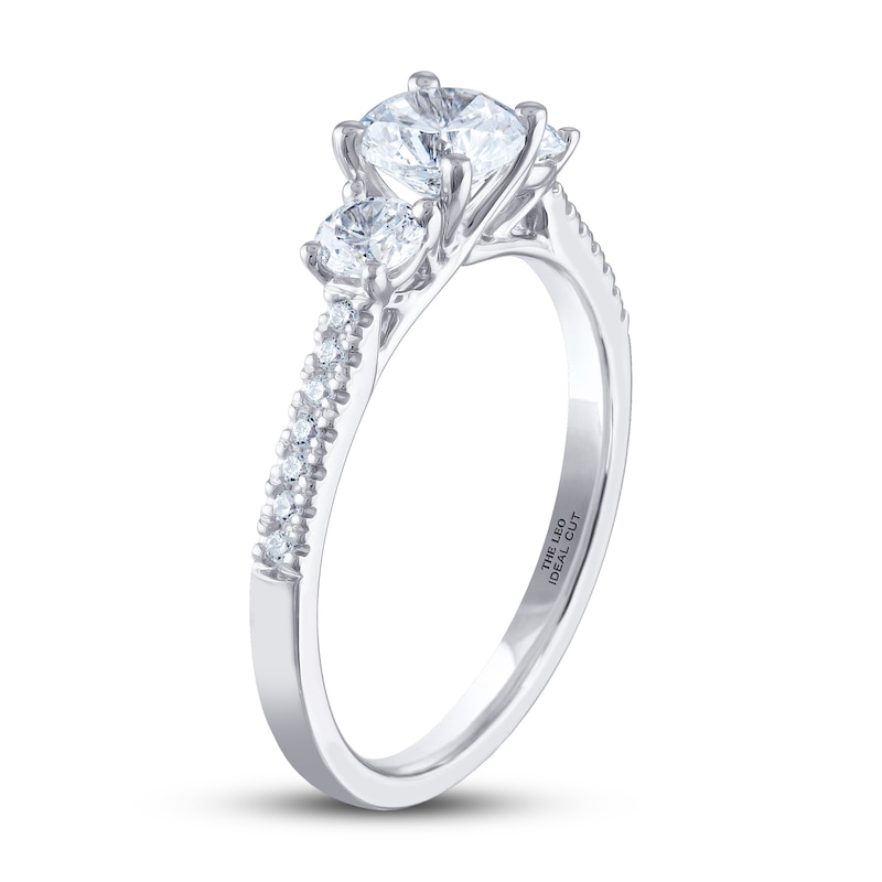 THE LEO Ideal Cut Diamond Three-Stone Engagement Ring 1 ct tw White Gold Plated