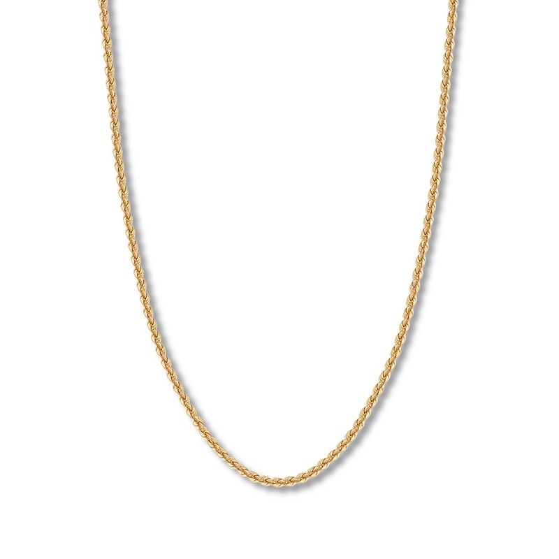 Hollow Rope Chain Yellow Gold Plated 30"