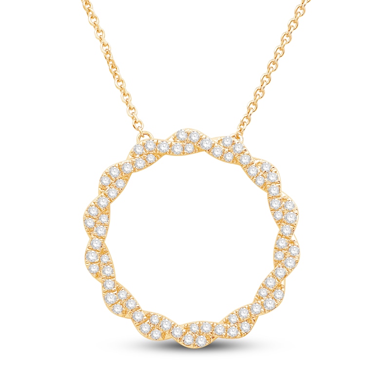Circle of Gratitude Diamond Necklace 1/2 ct tw Round-cut Yellow Gold Plated 19"