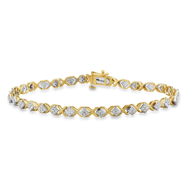 Diamond Bracelet 1 ct tw Round-Cut Yellow Gold Plated 7.5"
