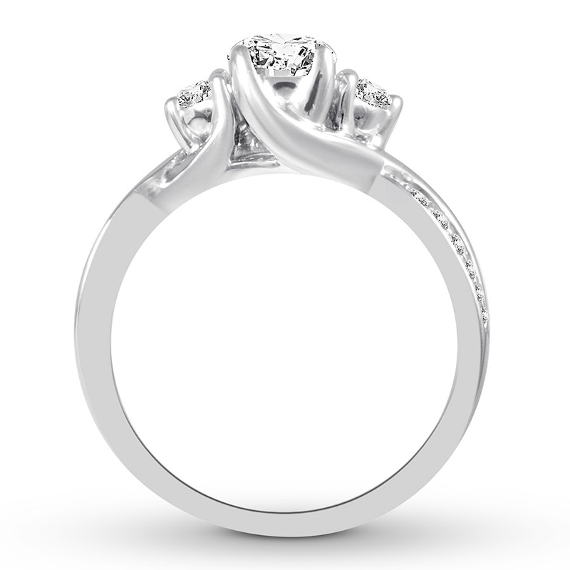 Three-Stone Diamond Ring 1 ct tw Round-cut White Gold Plated
