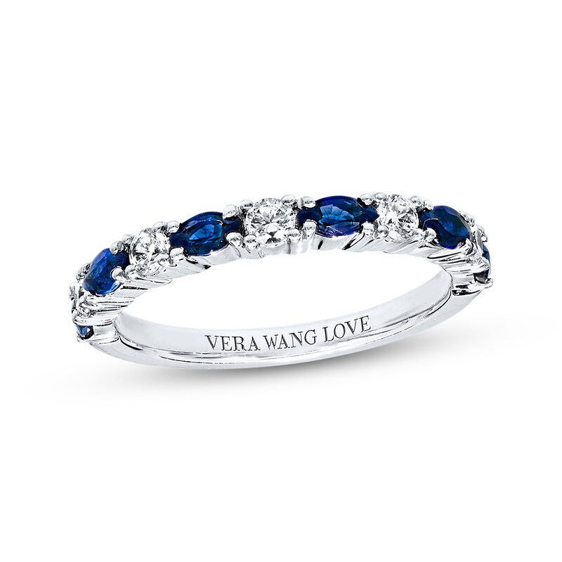 Sapphire Band 1/4 ct tw Diamonds 14K White Gold