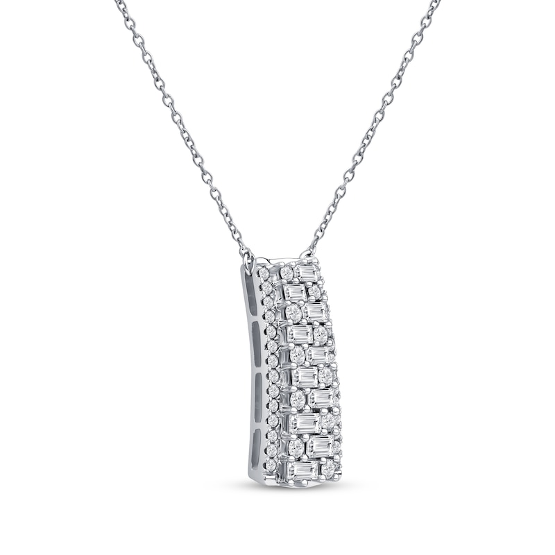 Lab-Created Diamonds by Baguette & Round-Cut Ladder Necklace 5/8 ct tw White Gold Plated 18"