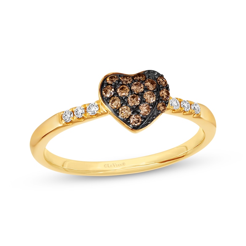 Godiva x Le Vian Diamond Heart Ring 1/4 ct tw Honey Gold Plated