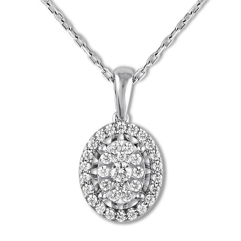 Diamond Necklace 1/2 ct tw Round-cut White Gold Plated 18"
