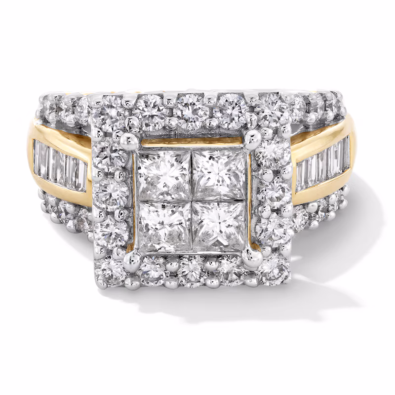 3 CT. T.W. Quad Princess-Cut Diamond Frame Ring in 14K Gold