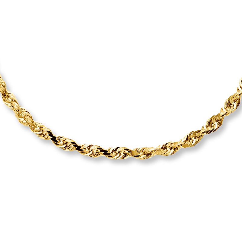 Solid Rope Necklace Yellow Gold Plated 18"