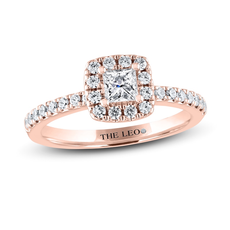 THE LEO Diamond Engagement Ring 5/8 ct tw Princess & Round-cut Rose Gold Plated