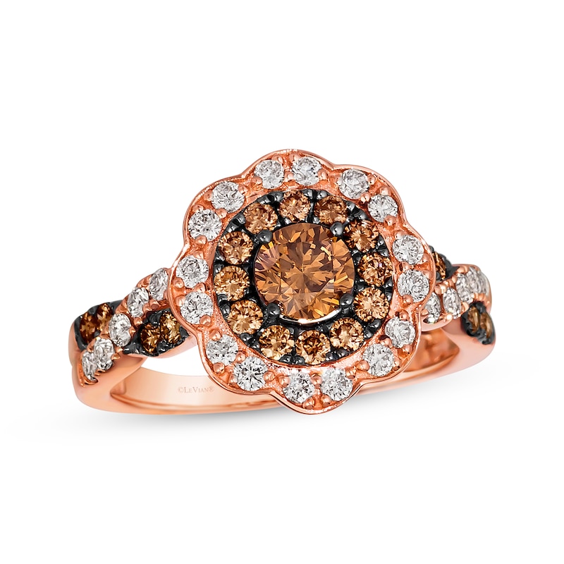 Le Vian Chocolate Twist Diamond Ring 1-1/3 ct tw Strawberry Gold Plated