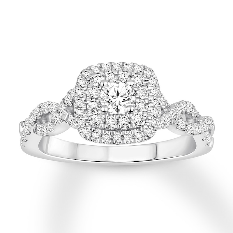 Diamond Engagement Ring 5/8 ct tw Round-cut White Gold Plated