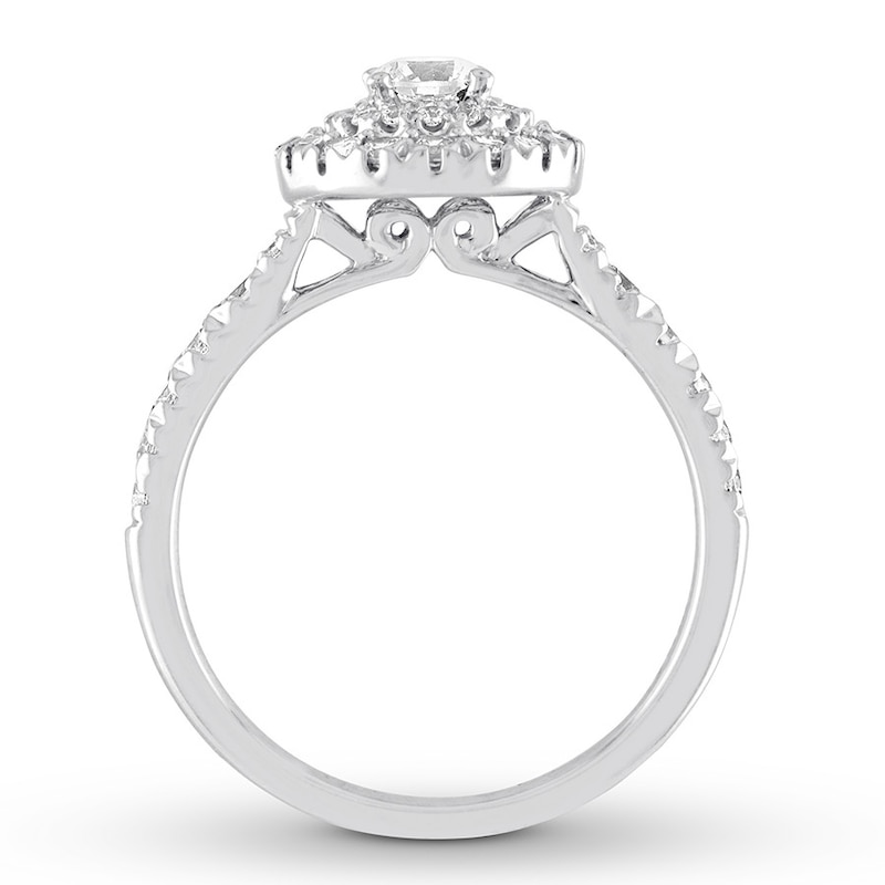 Diamond Engagement Ring 5/8 ct tw Round-cut White Gold Plated