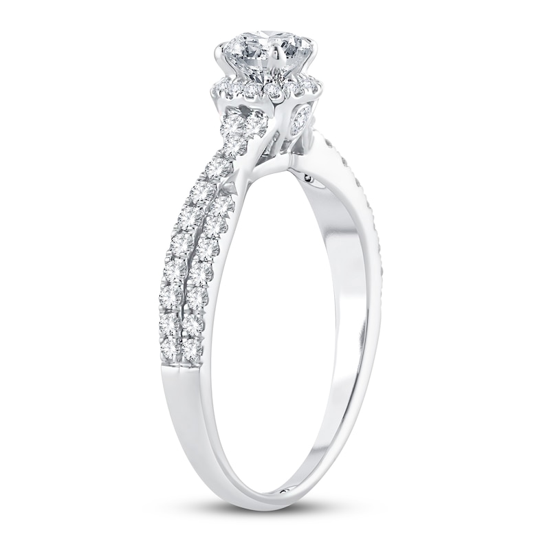 Diamond Engagement Ring 3/4 ct tw Round-cut White Gold Plated
