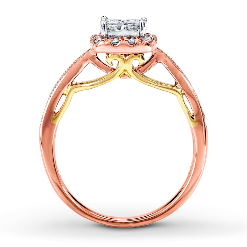 Diamond Engagement Ring 1/2 ct tw Princess & Round-cut Gold Plated