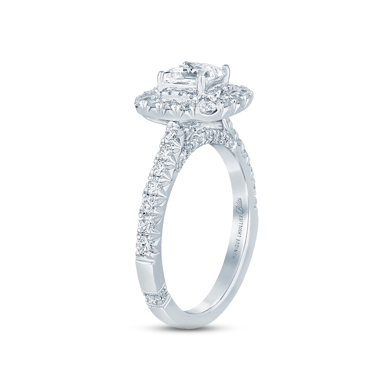 Monique Lhuillier Bliss Diamond Engagement Ring 1-5/8 ct tw Princess, Pear & Round-cut White Gold Plated
