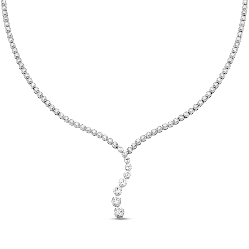 Diamond Riviera Journey Necklace 3-1/2 ct tw White Gold Plated 17.75"
