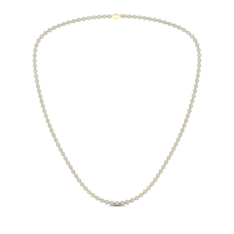 Men's Diamond Tennis Necklace 3 ct tw Round-cut Yellow Gold Plated 22"