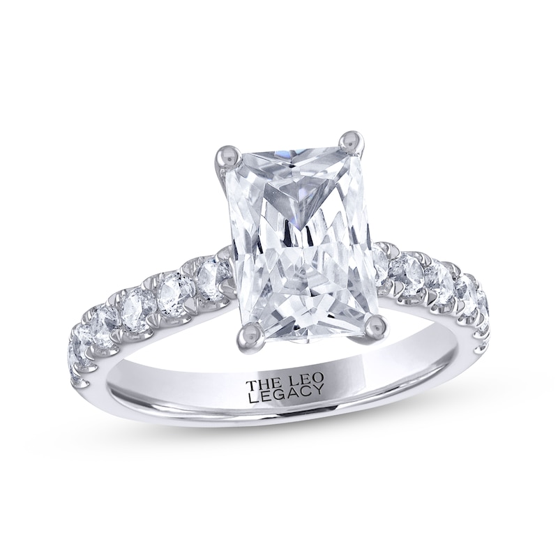 THE LEO Legacy Lab-Created Diamond Emerald-Cut Engagement Ring 3-1/2 ct tw White Gold Plated