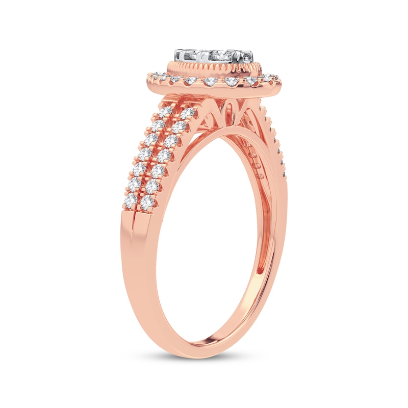 Multi-Diamond Center Pear Engagement Ring 3/8 ct tw Round-cut Rose Gold Plated