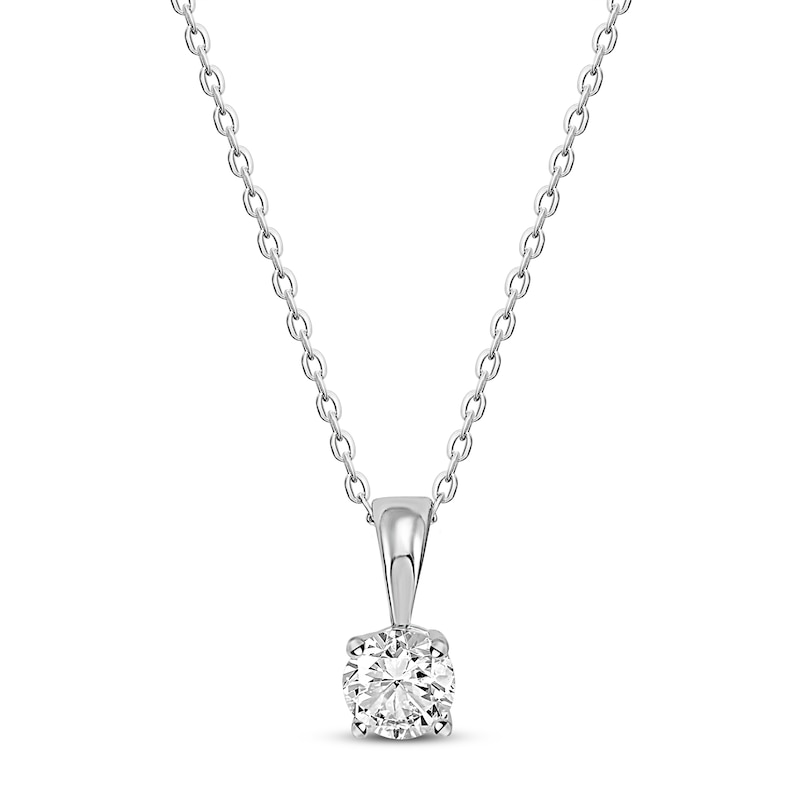 Solitaire Diamond Necklace 1/2 ct tw Round-cut White Gold Plated 18"