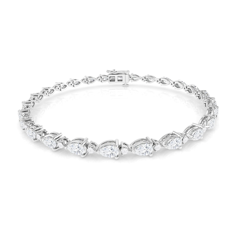 Diamond Tennis Bracelet 5-1/2 ct tw Pear & Round-cut White Gold Plated 7.5"
