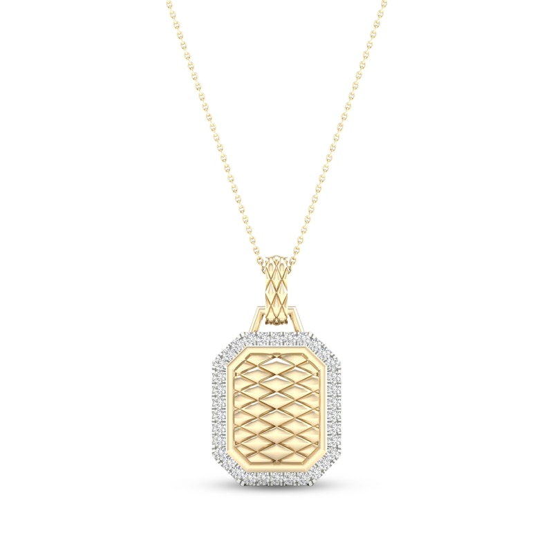 Diamond Edge Quilted Octagon Necklace 1/4 ct tw Round-cut Yellow Gold Plated 18"