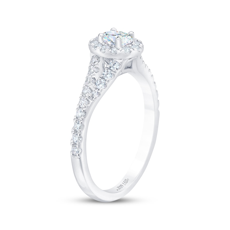 THE LEO First Light Diamond Oval-Cut Engagement Ring 3/4 ct tw White Gold Plated