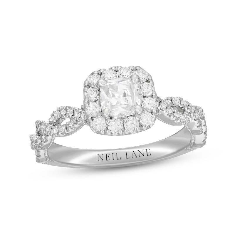 Neil Lane Diamond Engagement Ring 1-1/6 ct tw Cushion & Round-cut White Gold Plated