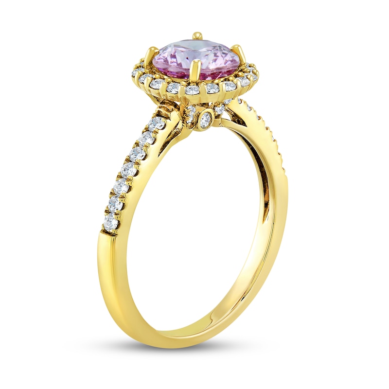 Amethyst Engagement Ring 3/8 ct tw Diamonds Yellow Gold Plated