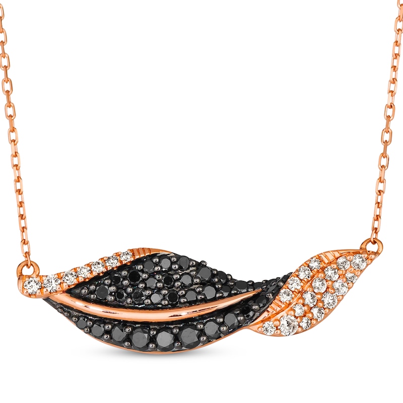 Le Vian Vault Diamond Twist Leaf Necklace 7/8 ct tw Strawberry Gold Plated 19"