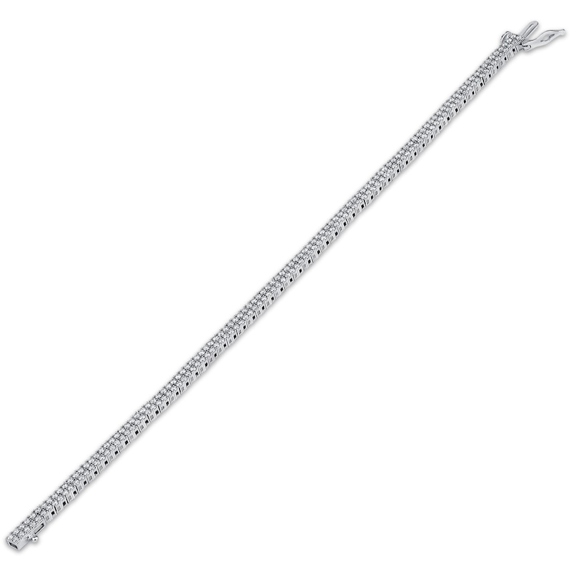 Lab-Created Diamonds by Two-Row Tennis Bracelet 3 ct tw White Gold Plated 7.25"