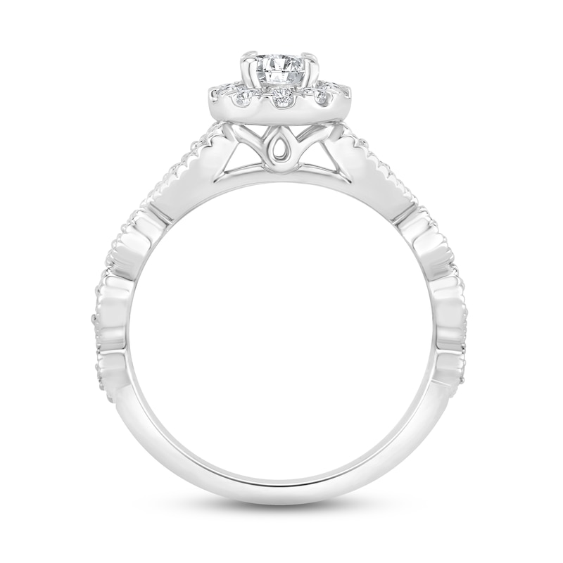 Diamond Engagement Ring 5/8 ct tw Round-cut White Gold Plated