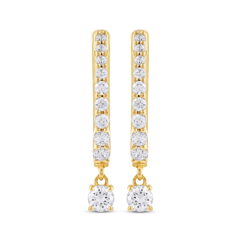 Unstoppable Love Diamond Hoop Dangle Earrings 3/4 ct tw Yellow Gold Plated