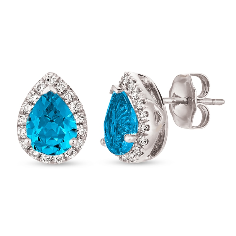 Le Vian Blue Topaz & Diamond Earrings 1/4 ct tw Vanilla Gold Plated