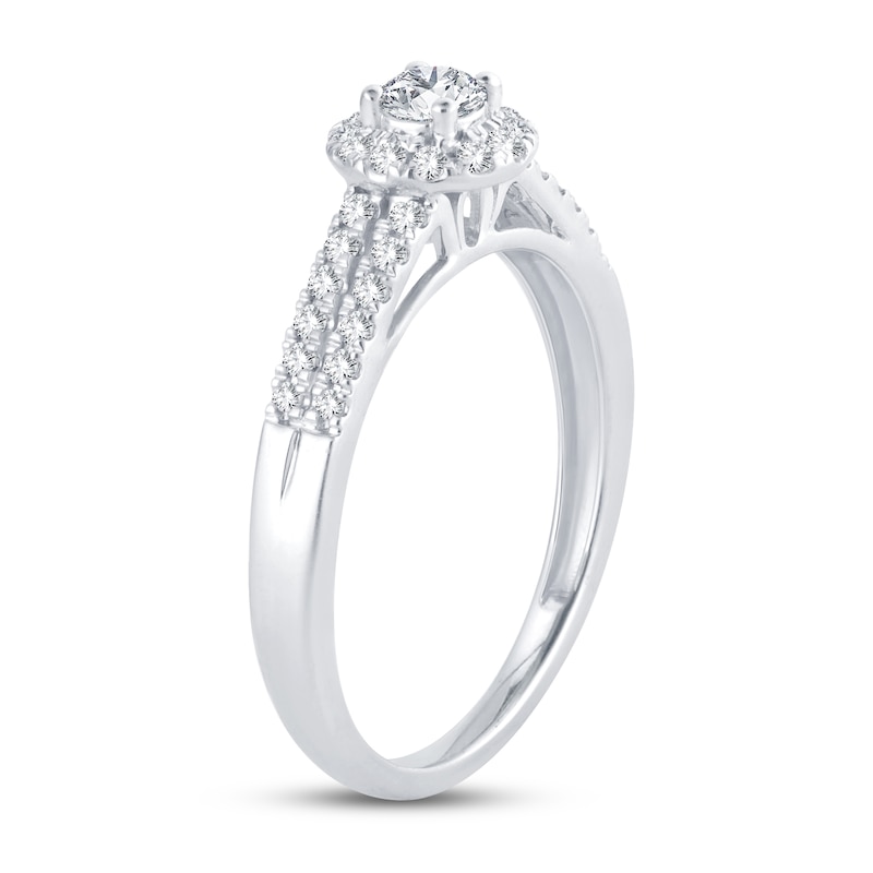 Diamond Engagement Ring 3/8 ct tw Round-cut White Gold Plated