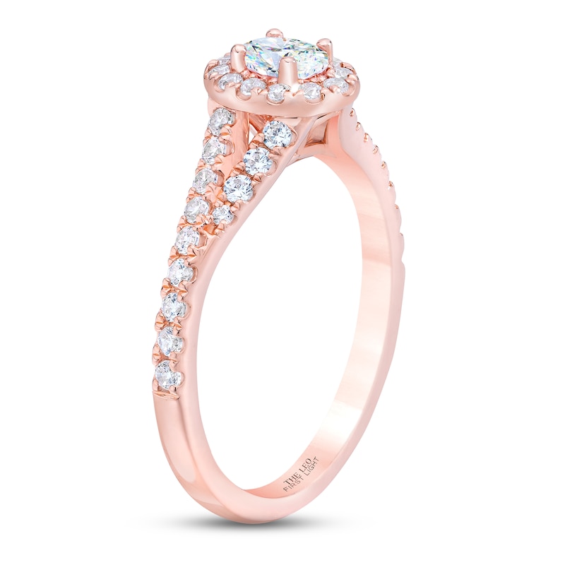 THE LEO First Light Diamond Oval-Cut Engagement Ring 3/4 ct tw Rose Gold Plated