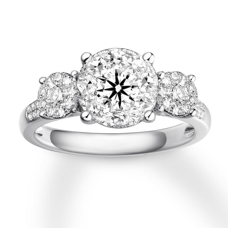 Diamond Engagement Ring 7/8 ct tw Round-cut White Gold Plated