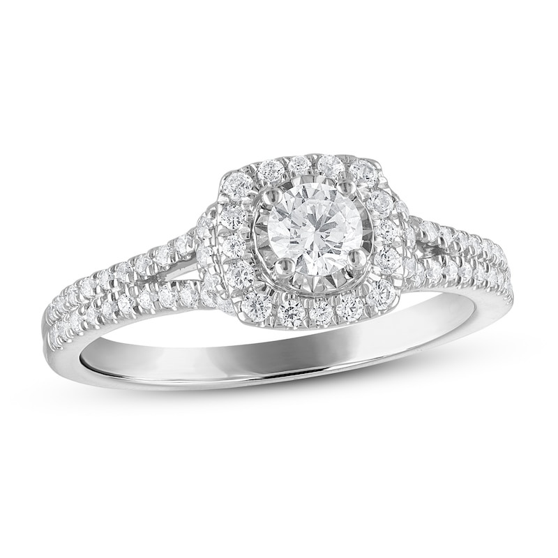 Diamond Engagement Ring 5/8 ct tw in White Gold Plated