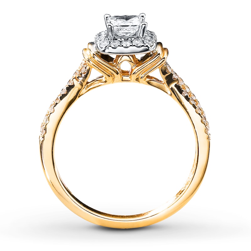 Diamond Engagement Ring 3/4 ct tw Princess & Round-cut Gold Plated
