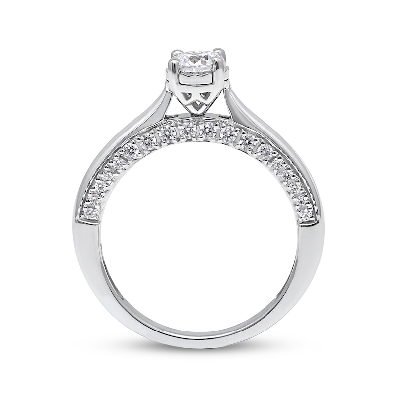 Diamond Solitaire Engagement Ring 3/4 ct tw Round-Cut White Gold Plated