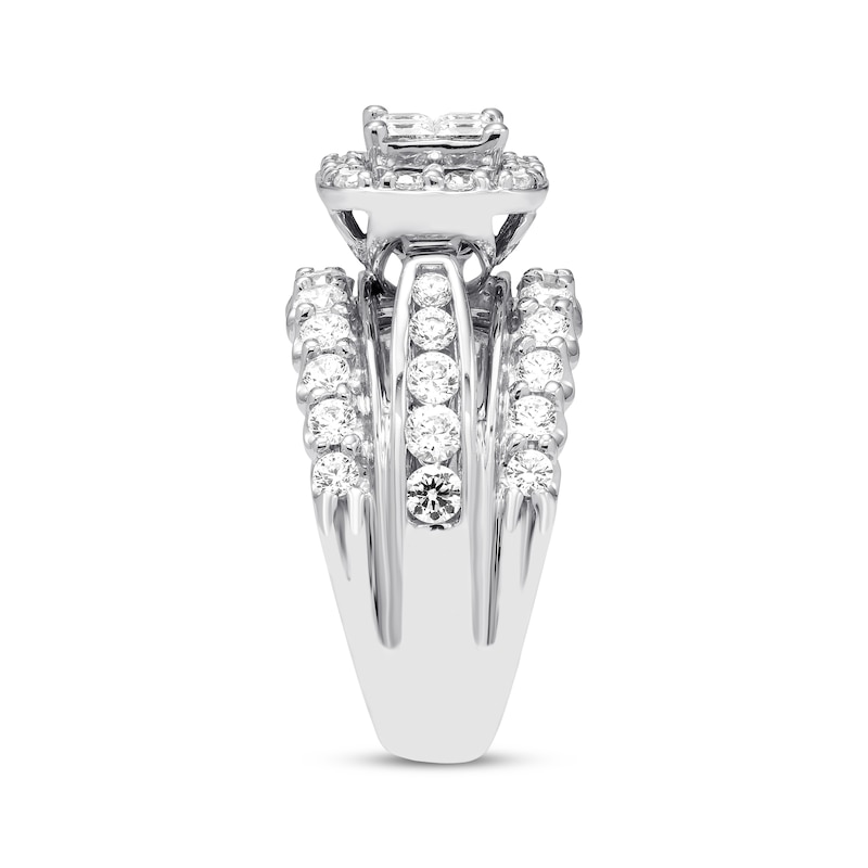 Diamond Engagement Ring 2 ct tw Princess & Round-cut White Gold Plated