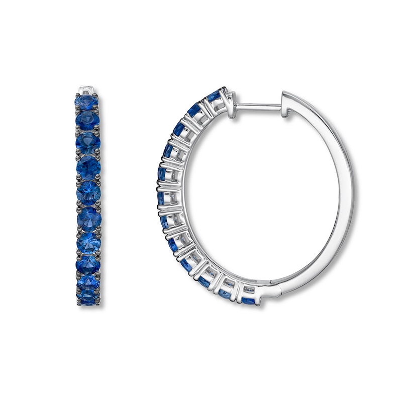 Le Vian Blueberry Sapphire Hoop Earrings Vanilla Gold Plated
