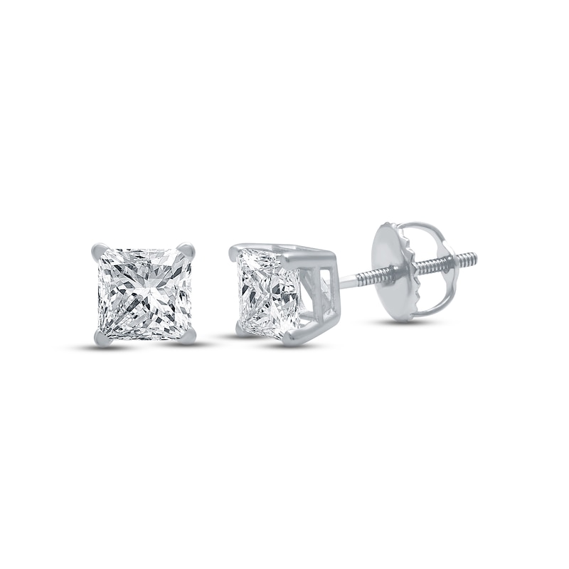 Diamond Earrings 1-1/4 ct tw Princess-cut White Gold Plated