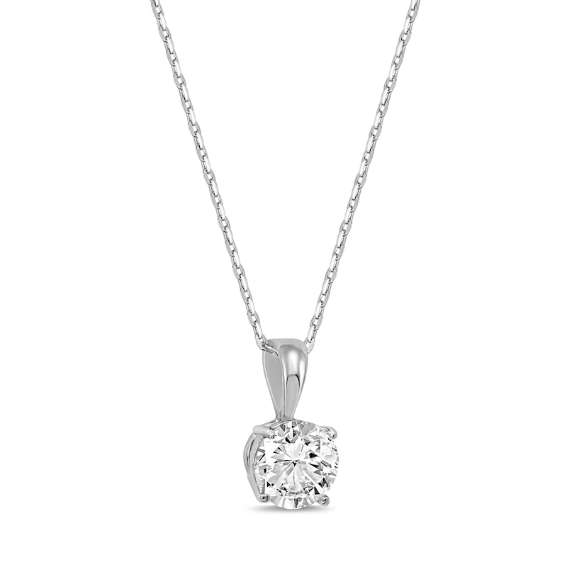 Solitaire Diamond Necklace 1 ct tw Round-cut White Gold Plated 18"