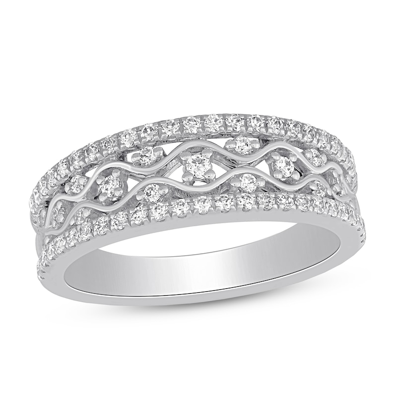 Diamond Anniversary Ring 1/2 ct tw White Gold Plated