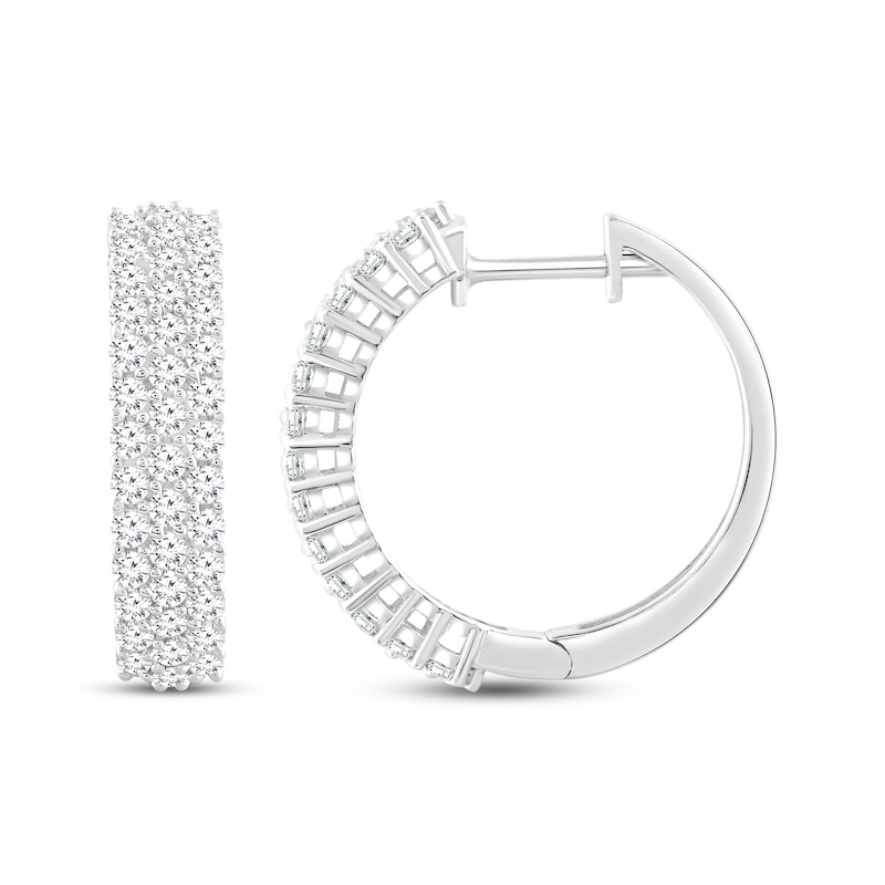 Lab-Created Diamonds by Three-Row Hoop Earrings 1 ct tw White Gold Plated 18mm