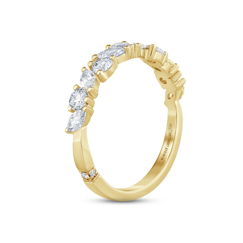 Monique Lhuillier Bliss Diamond Anniversary Band 1 ct tw Marquise & Round-cut Yellow Gold Plated
