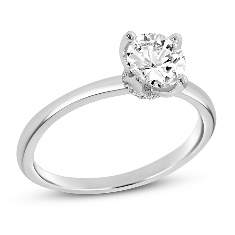 Diamond Solitaire GIA-graded Engagement Ring 1 ct tw Round-cut White Gold Plated