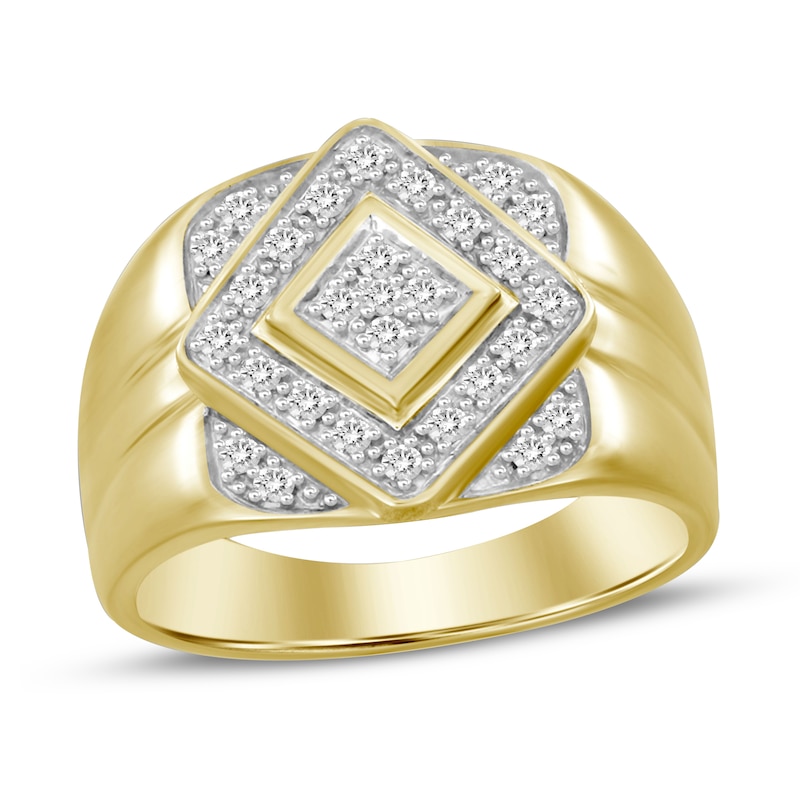 Men's Diamond Ring 1/4 ct tw Round-cut Yellow Gold Plated